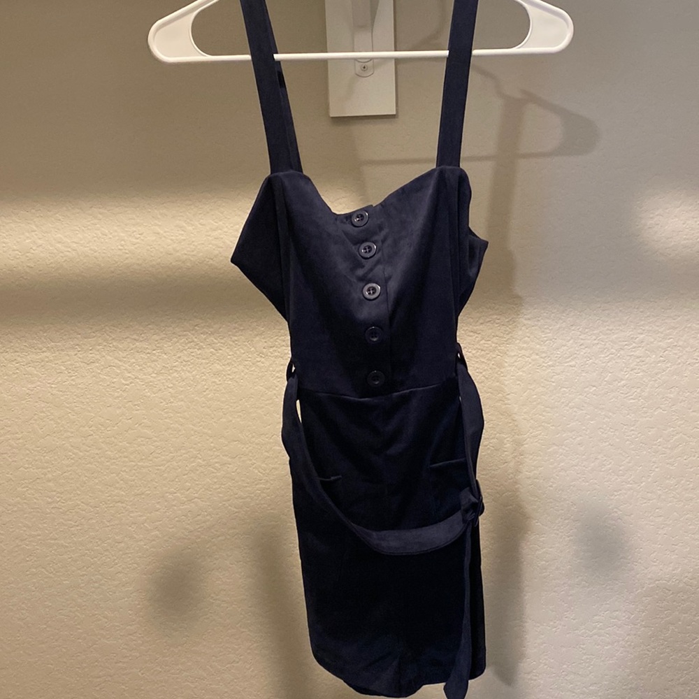 Navy Blue Velvet Romper